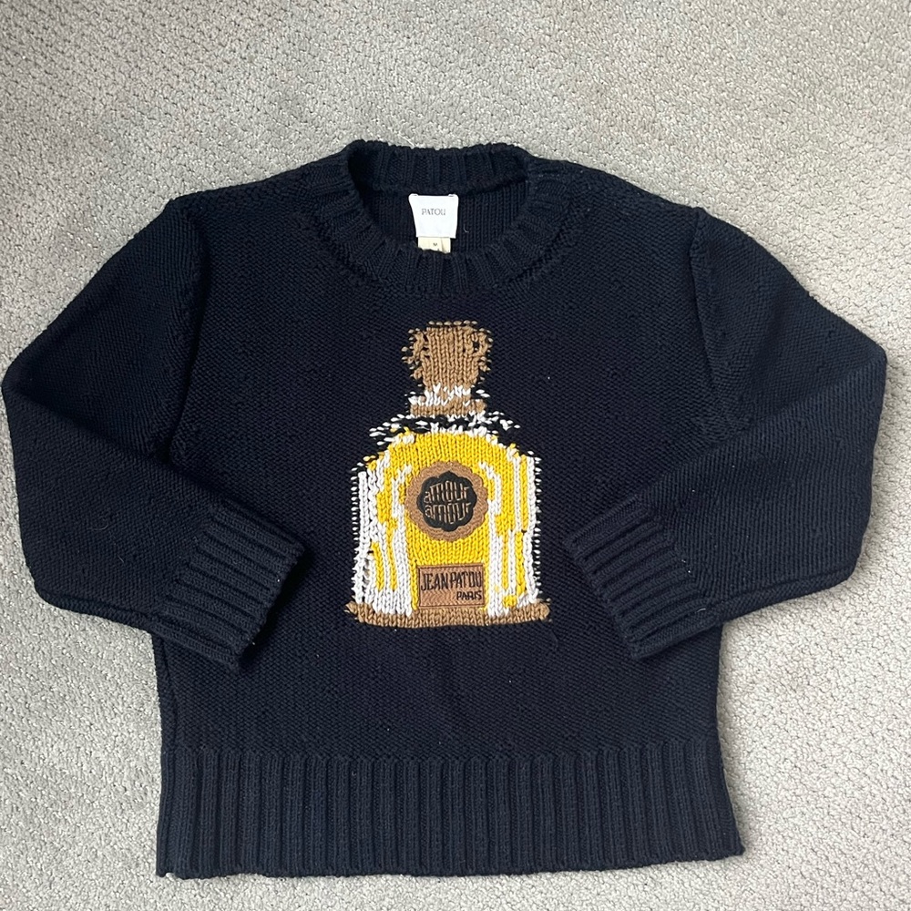 Jean Patou Perfume Bottle Wool Jumper - Navy Size M